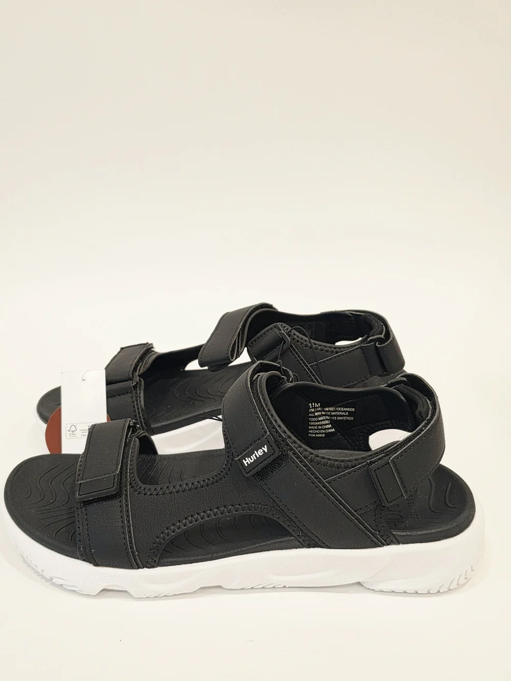 Hurley Black and White Men's Sport Sandals